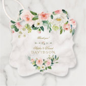 Elegante Wasserfarbe Rosa Blume Marmorhochzeit Geschenkanhänger (Vorderseite)