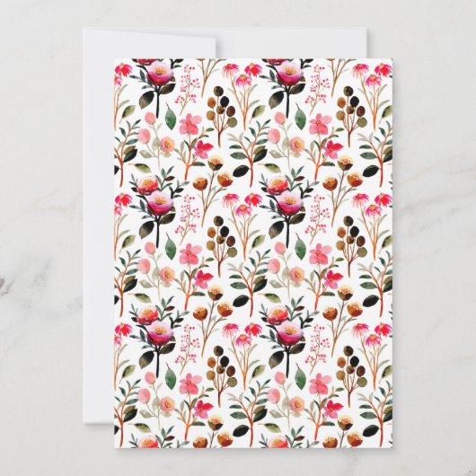 Elegante Wasserfarbe Rosa Blumengrün Hochzeit Einladung (Rückseite)