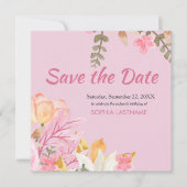 Elegante Wasserfarbe Rosa Blüte Save The Date (Vorderseite)