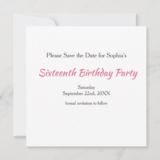 Elegante Wasserfarbe Rosa Blüte Save The Date (Rückseite)