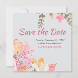 Elegante Wasserfarbe Rosa Blüte Save The Date
