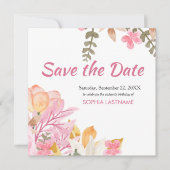 Elegante Wasserfarbe Rosa Blüte Save The Date (Vorderseite)