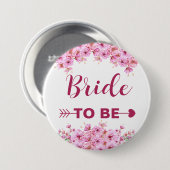 Elegante Wasserfarbe Rosa Blütenbraun zu sein Button (Vorne & Hinten)