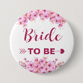 Elegante Wasserfarbe Rosa Blütenbraun zu sein Button (Vorderseite)