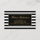 Elegante Wasserfarbe Rosa Blütenschwarz Streifen Visitenkarte (Rückseite)