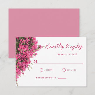 Elegante Wasserfarbe Rosa Bougainvillea Hochzeit RSVP Karte