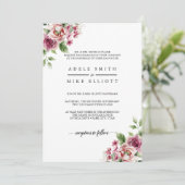 Elegante Wasserfarbe Rosa Bouquet Hochzeit Einladung (Stehend Vorderseite)