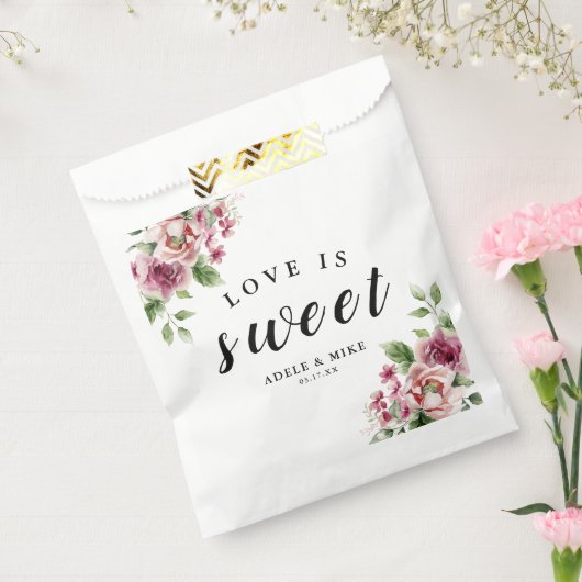 Elegante Wasserfarbe Rosa Bouquet Hochzeit Geschenktütchen (Versiegelt)