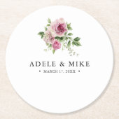 Elegante Wasserfarbe Rosa Bouquet Hochzeit Runder Pappuntersetzer (Vorderseite)