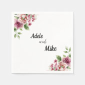 Elegante Wasserfarbe Rosa Bouquet Hochzeit Serviette (Vorderseite)