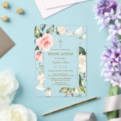 Elegante Wasserfarbe Rosa Creme Blume Dedication Acryleinladungen (In Situ (Hochzeit))