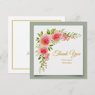 Elegante Wasserfarbe Rosa Florale Danksagung Mitteilungskarte