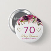 Elegante Wasserfarbe Rosa Frühlingsblumen Geburtst Button (Vorne & Hinten)