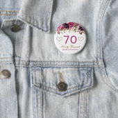 Elegante Wasserfarbe Rosa Frühlingsblumen Geburtst Button (Beispiel)