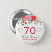 Elegante Wasserfarbe Rosa Frühlingsblumen Geburtst Button (Vorne & Hinten)