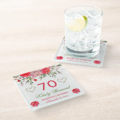 Elegante Wasserfarbe Rosa Frühlingsblumen Geburtst Glasuntersetzer (Schrägansicht)