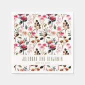 Elegante Wasserfarbe Rosa Grüne Gewohnte Hochzeit Serviette (Vorderseite)