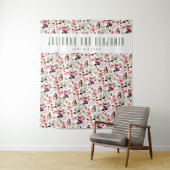 Elegante Wasserfarbe Rosa Grüne Gewohnte Hochzeit Wandteppich (Beispiel)