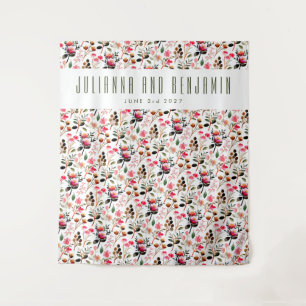 Elegante Wasserfarbe Rosa Grünliche Individuelle H Wandteppich