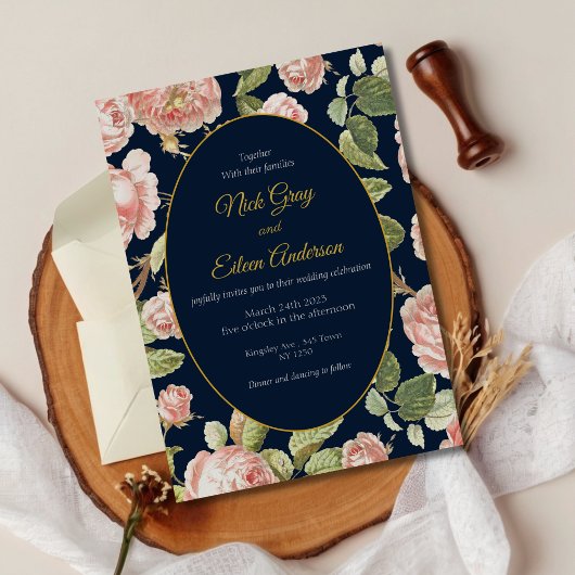 Elegante Wasserfarbe Rosa Hochzeit Einladung