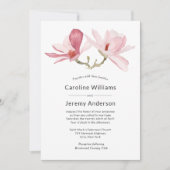 Elegante Wasserfarbe Rosa Magnolia Hochzeit Einladung (Vorderseite)