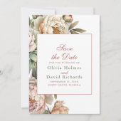 Elegante Wasserfarbe Rosa Peonies Hochzeit Save The Date (Vorderseite)