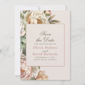 Elegante Wasserfarbe Rosa Peonies Hochzeit Save The Date (Vorderseite)