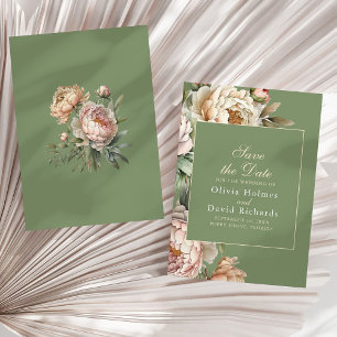 Elegante Wasserfarbe Rosa Peonies Hochzeit Save The Date