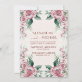 Elegante Wasserfarbe Rosa Rose Blütenfarben Einladung (Vorderseite)
