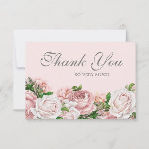 Elegante Wasserfarbe Rosa Rosen Vielen Dank Dankeskarte