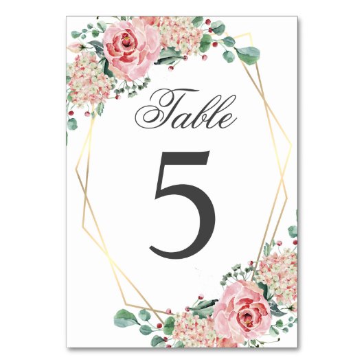 Elegante Wasserfarbe Rosa Spanische Quinceñera Qui Tischnummer (Vorderseite)