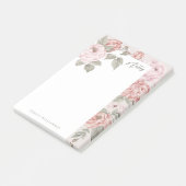 Elegante Wasserfarbe Rosa Zinnspitzen im blühenden Post-it Klebezettel (angewinkelt)