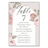 Elegante Wasserfarbe Rosa Zinnspitzen im blühenden Tischnummer (Vorderseite)