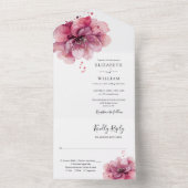 Elegante Wasserfarbe Rose Florenz All In One Einladung (Innen Boden)