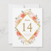 Elegante Wasserfarbe-Rosen-Tischnummer-Karten Einladung (Rückseite)