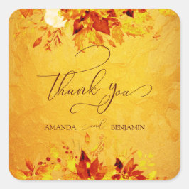 Elegante Wasserfarbe Rot und Gold Poinsettia Hochz Quadratischer Aufkleber