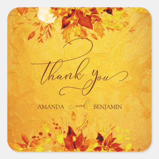 Elegante Wasserfarbe Rot und Gold Poinsettia Hochz Quadratischer Aufkleber (Vorderseite)