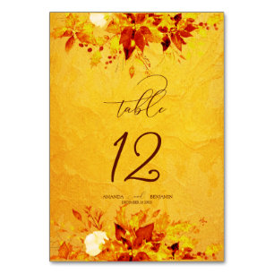 Elegante Wasserfarbe Rot und Gold Poinsettia Hochz Tischnummer