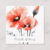 Elegante Wasserfarbe Rote Mohnblume Quadratische Visitenkarte (Vorderseite)