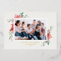 Elegante Wasserfarbe Rote Poinsettias Happy Holida