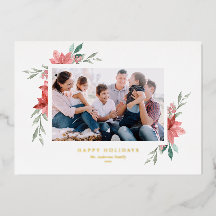 Elegante Wasserfarbe Rote Poinsettias Happy Holida