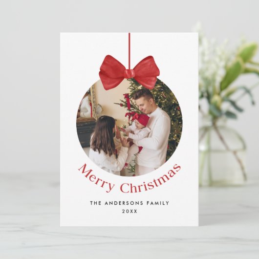 Elegante Wasserfarbe Roter Schleife Weihnachten Fü (Stehend Vorderseite)