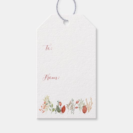 Elegante Wasserfarbe Rustikale Flora Geschenkanhänger (Vorderseite)