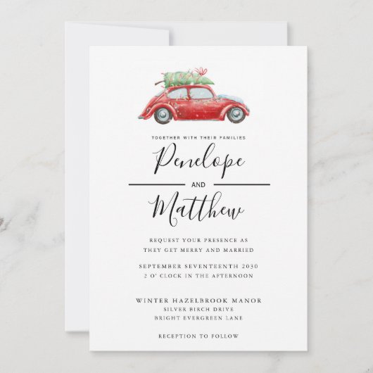 Elegante Wasserfarbe Rustikale Weihnachtsfeier Einladung (Vorderseite)