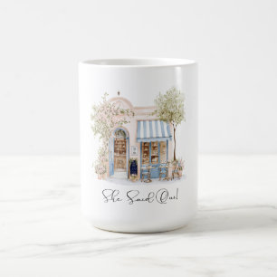 Elegante Wasserfarbe sagte sie Oui Pink Blume Brid Kaffeetasse