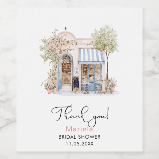 Elegante Wasserfarbe sagte sie Oui Pink Blume Brid Weinetikett (Einzelnes Label)