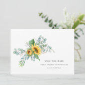 Elegante Wasserfarbe Save the Date Sonnenblumen (Stehend Vorderseite)