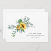 Elegante Wasserfarbe Save the Date Sonnenblumen (Vorne/Hinten)