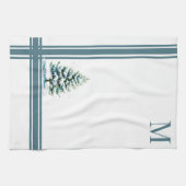 Elegante Wasserfarbe Schneewald Mit Monogramm Geschirrtuch (Horizontal)