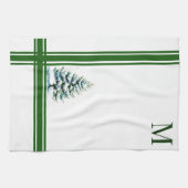 Elegante Wasserfarbe Schneewald Mit Monogramm Geschirrtuch (Horizontal)
